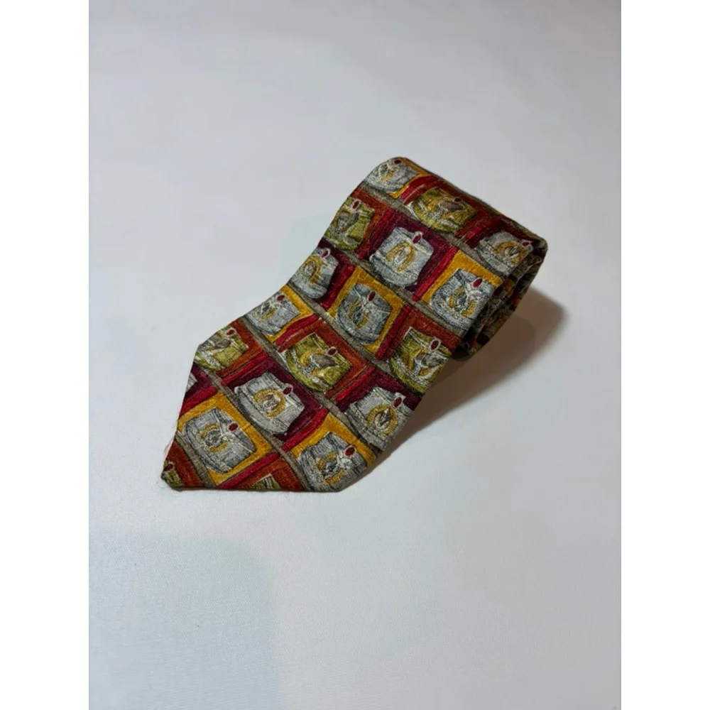 Ermenegildo Zegna Silk Tie Italy Multicolor Medallion Print Luxury Designer